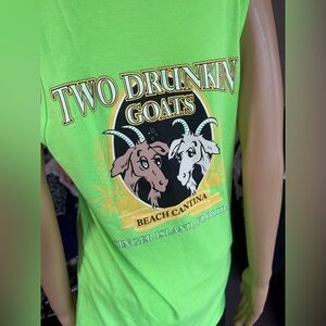 Two Drunken Goats unisex tank top. Neon Green. Gildan  heavy cotton. Sz. S